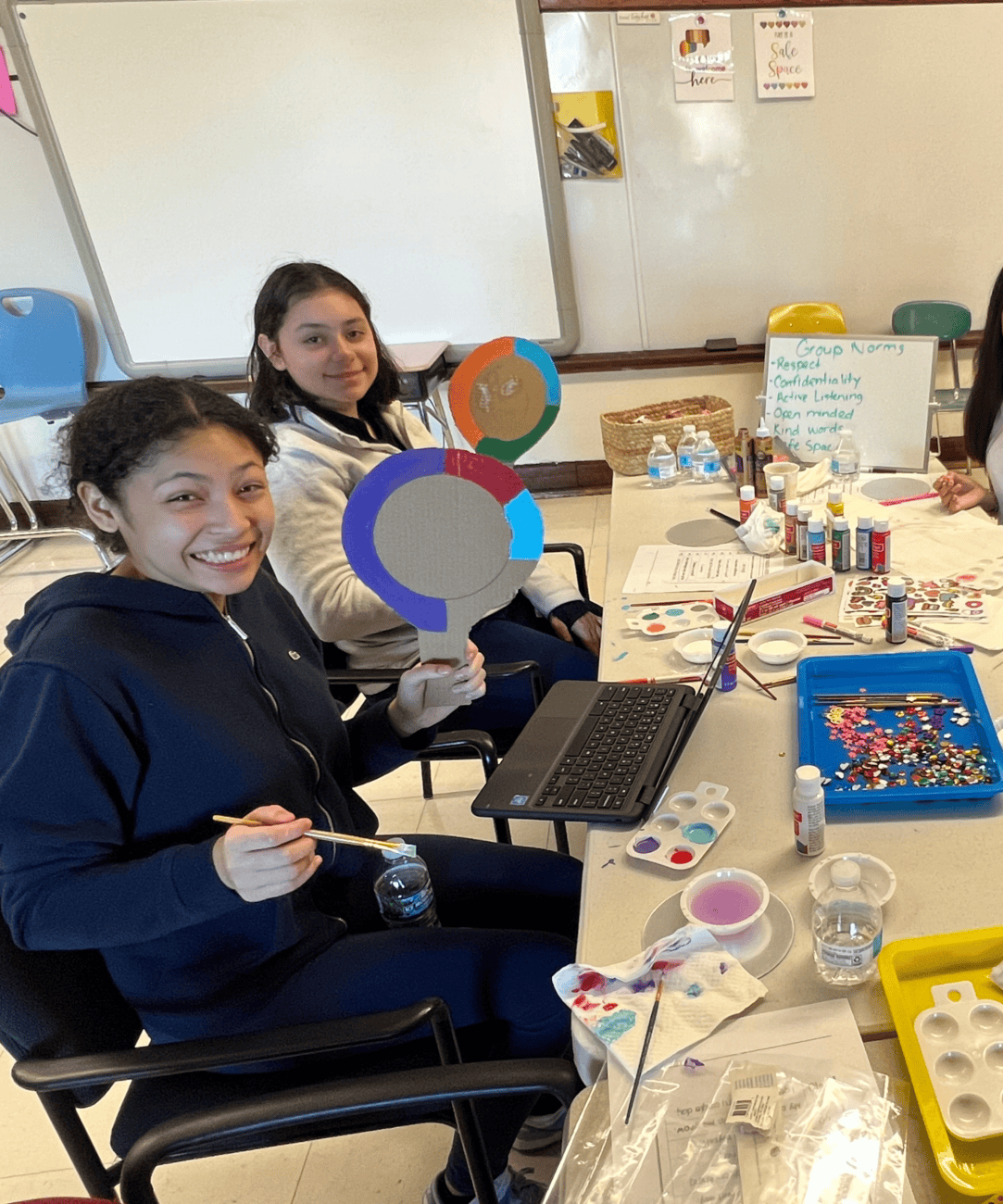 Girls group creates mirrors with positive affirmations