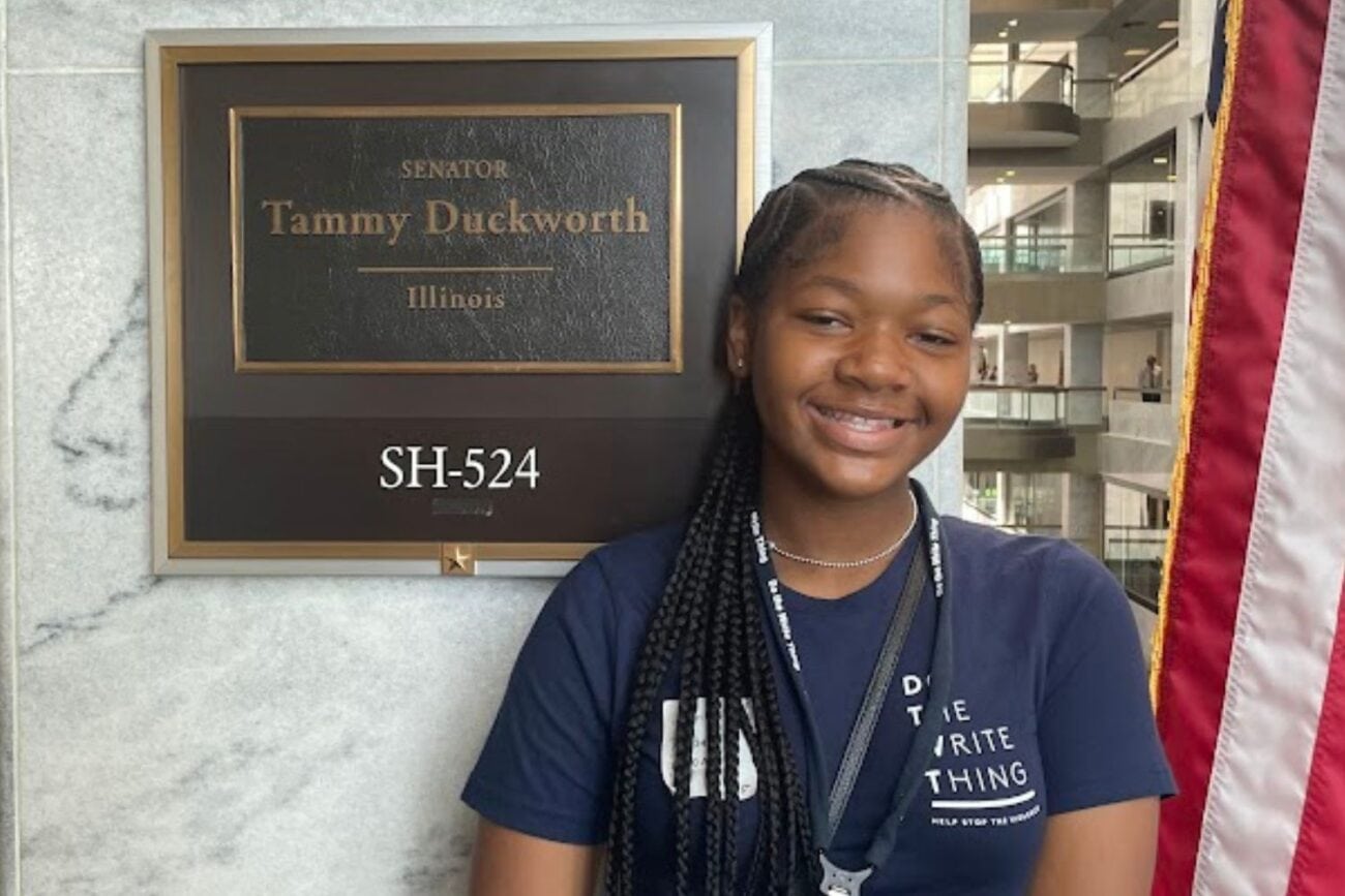 Rylei outside of Senator Duckworth's office